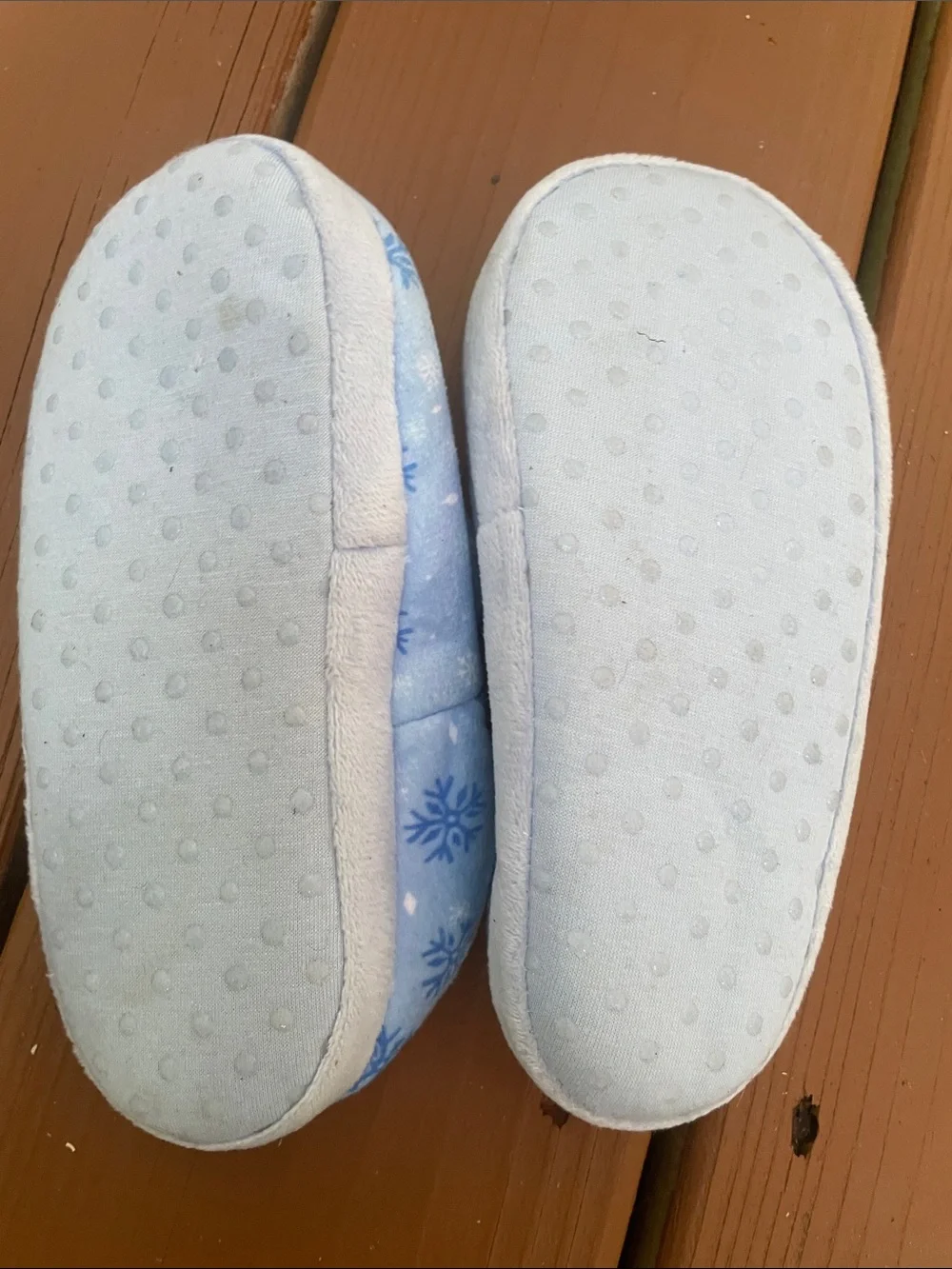 Disney Frozen Elsa Anna Blue Slippers Girls Size 9/10 Snowflake